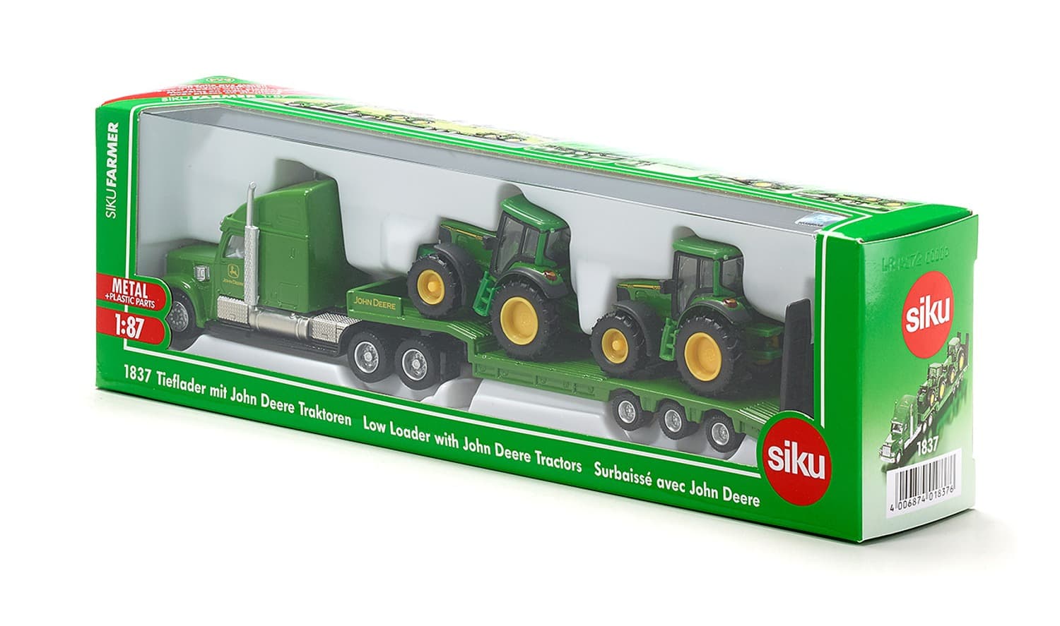 Siku Low Loader with 2 John Deere Tractors | High-Quality Scale Toy for Young Farmers