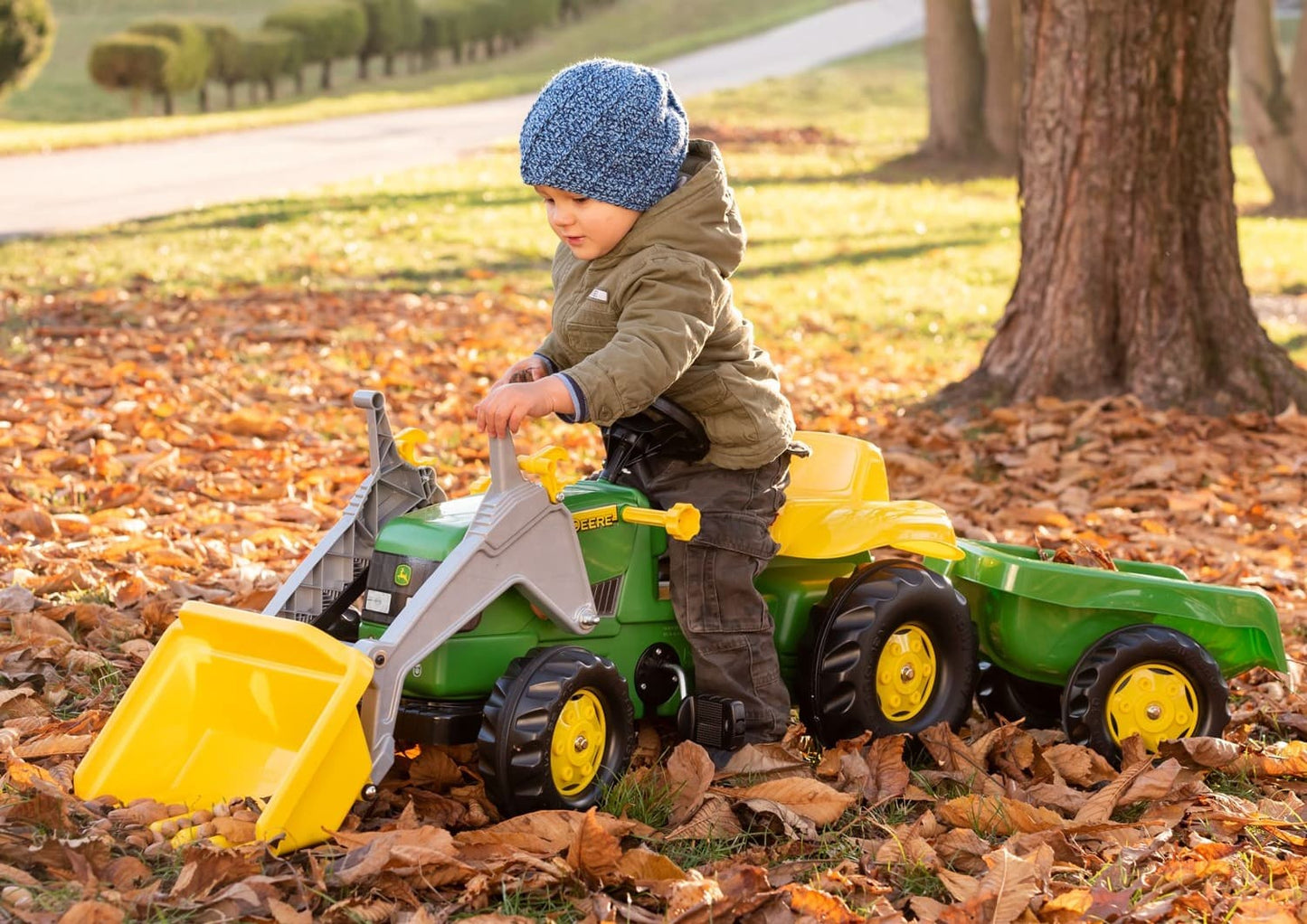 RollyKid John Deere | Pedal Tractor with Trailer & Front Loader for Kids Aged 2½ to 5