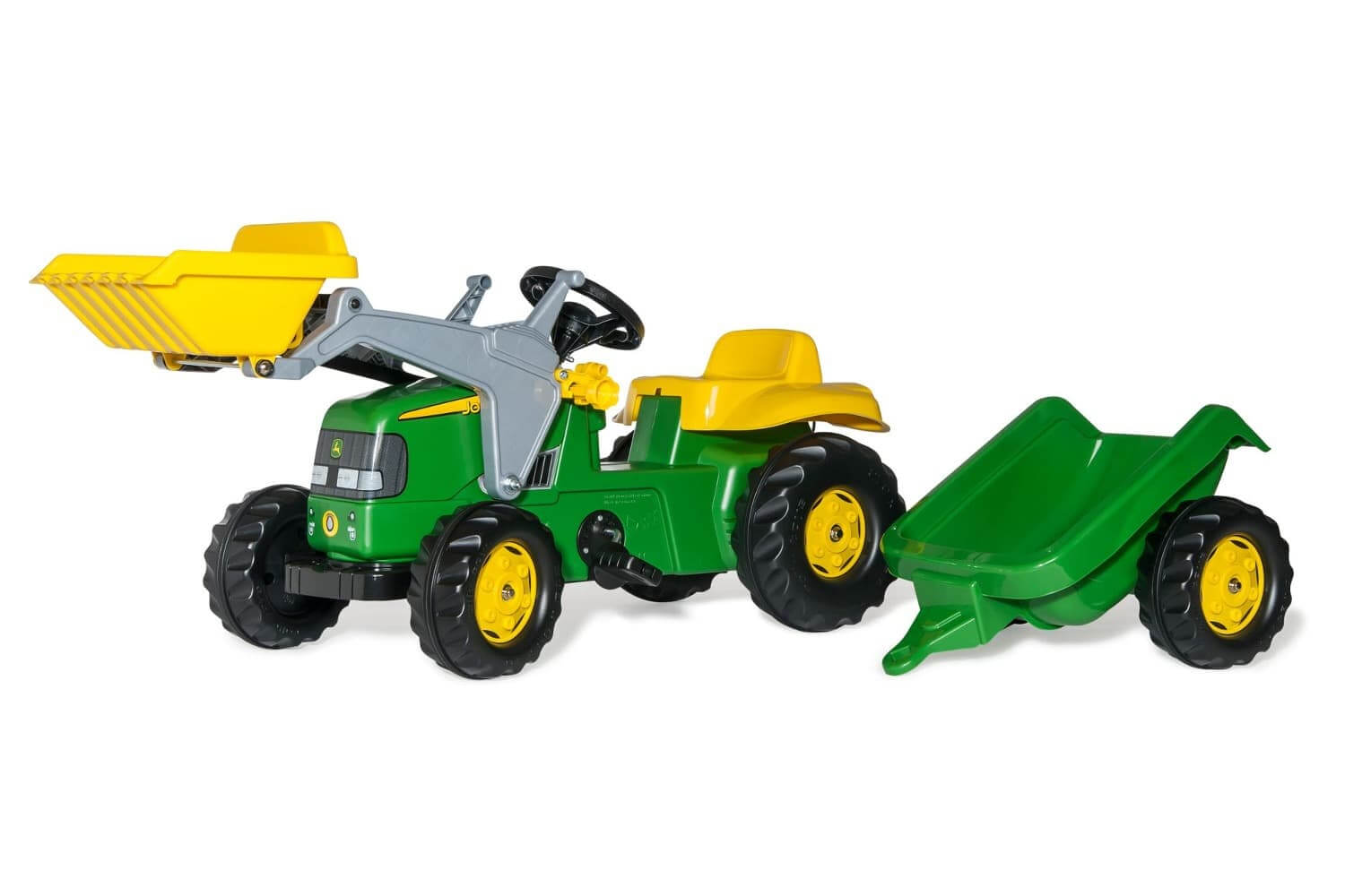 RollyKid John Deere | Pedal Tractor with Trailer & Front Loader for Kids Aged 2½ to 5