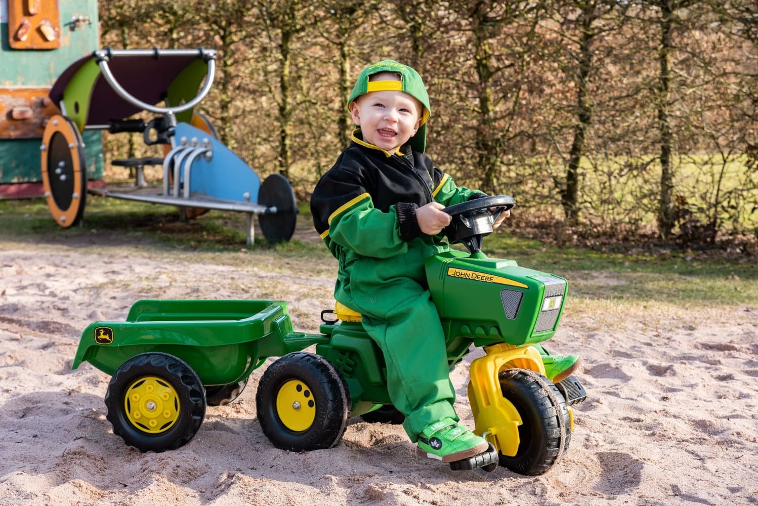 John Deere 3 Wheel Tractor with Trailer | RollyTrac at Farmtoyz